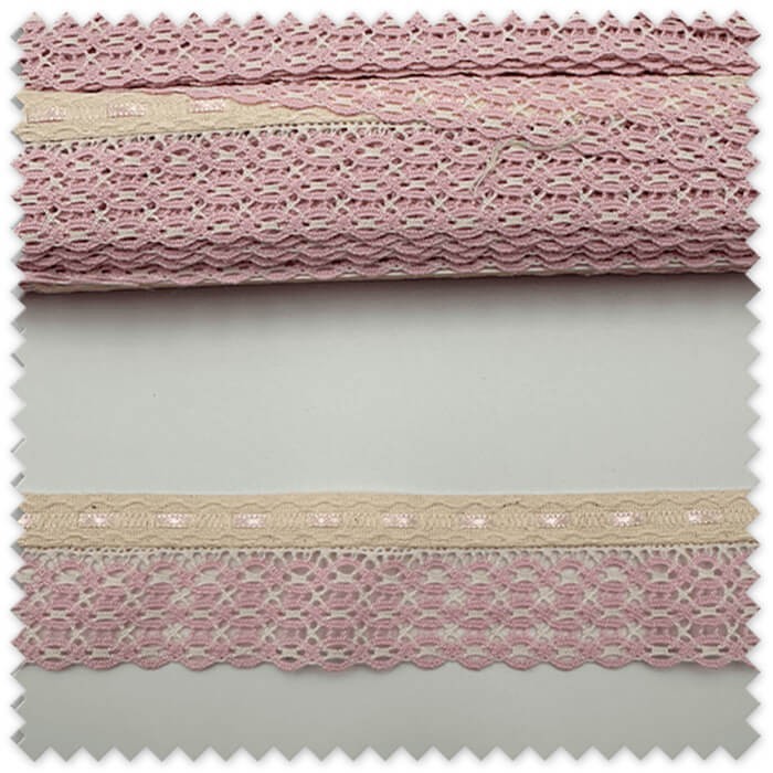 puntilla con pasacintas rosa y crudo 25 m para costura y manualidades