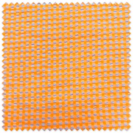 Cuadro vichy seersucker naranja flúor – Tela ligera con textura arrugada