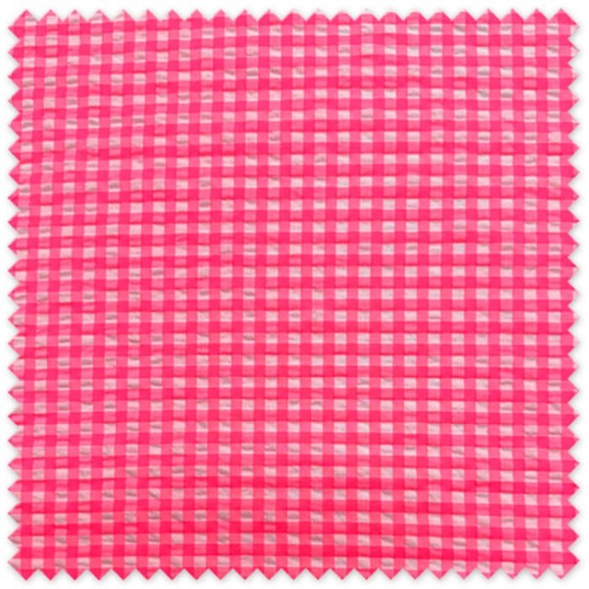 Cuadro vichy seersucker rosa flúor – Tela fresca y vibrante | Venta de telas Online