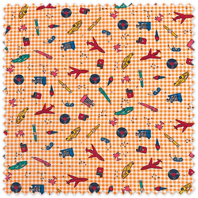tela popelin vichy naranja fluor coches aviones
tela infantil coches aviones algodon oferta