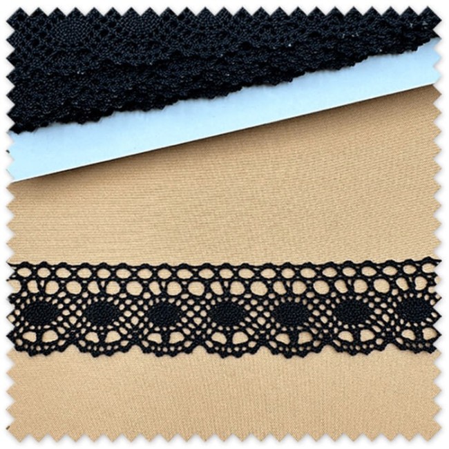 puntilla negra decorativa tela
encaje bolillo negro detalle