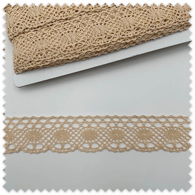 encaje tostado natural costura
puntilla beige decorativa tela