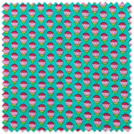 tejido algodón estampado colorido
tela algodón verano flores vibrantes