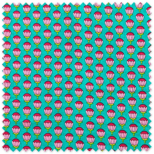 tejido algodón estampado colorido
tela algodón verano flores vibrantes