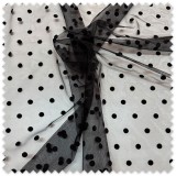 Tul flocado negro topos grandes | Tela tul elegante para fiesta y moda