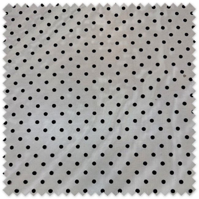 Tul flocado negro topos medianos | Tela tul elegante por metros