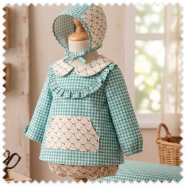 Telas combinadas Arcoíris Rosa y Camel + Vichy Menta | Inspiración infantil