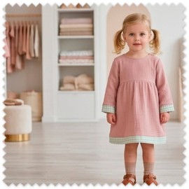 Idea Combinado Doble Gasa y Vichy Tonos Rosa | Telas Bebé Algodón