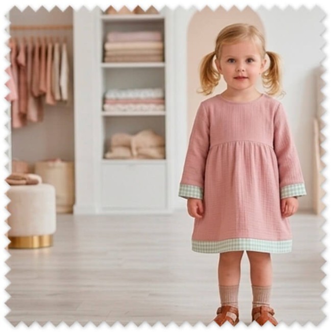 Idea Combinado Doble Gasa y Vichy Tonos Rosa | Telas Bebé Algodón