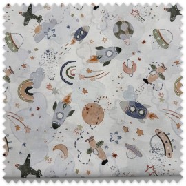retal algodon espacio infantil estrellas planetas
tela infantil espacio cohetes galaxia
