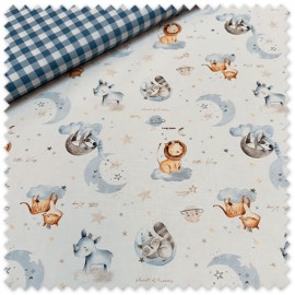 Idea Combinado Animales Nubes y Vichy | Telas Infantiles Algodón