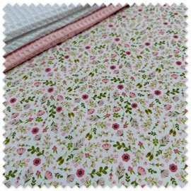 Comprar telas florales combinadas con waffle