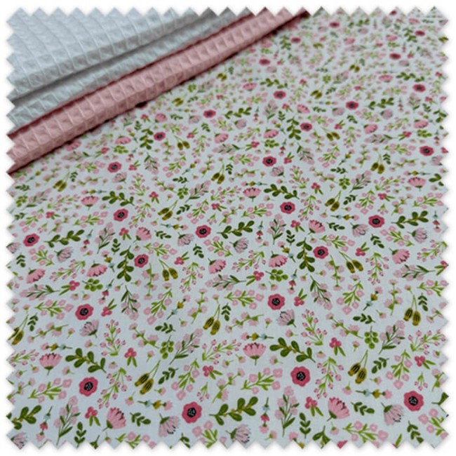 Comprar telas florales combinadas con waffle