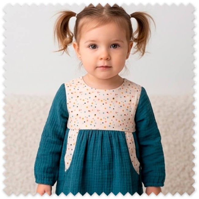 Idea Combinado Puntos Alegría y Doble Gasa Esmeralda | Telas Bebé