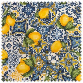 loneta resinada azulejos y limones impermeable
tela impermeable estampado mediterráneo limones