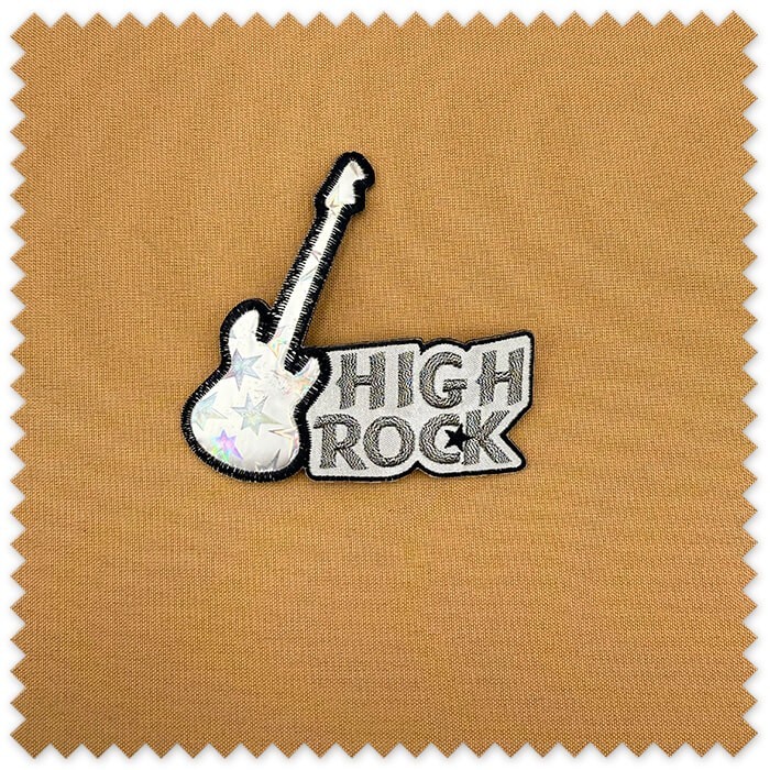 parche decorativo iridiscente ropa
parche guitarra moderno efecto holográfico