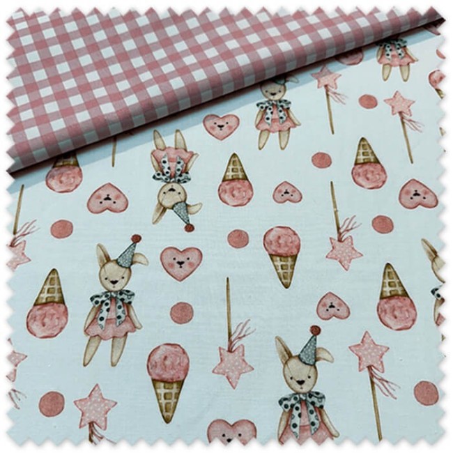 Idea Combinado Ositos Tamaño Grande y Vichy Rosa Empolvado | Telas Bebé