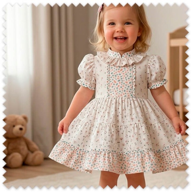 Idea Combinado Mini Flores y Confeti | Telas Algodón Infantil