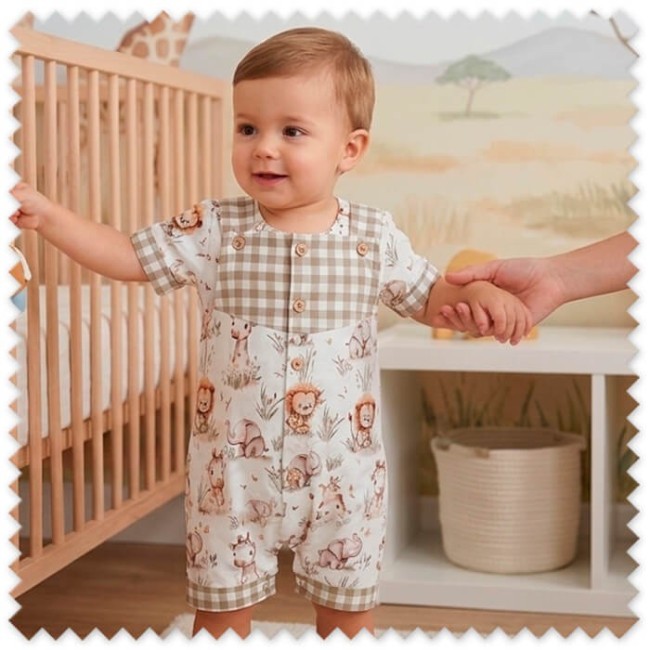 Idea Combinado Elefantes y Leones y Vichy Arena | Telas Infantiles