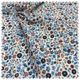 Tela Doble Gasa Flores Azules y Camel | Tela Algodón Infantil