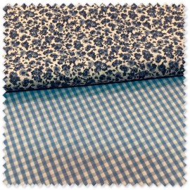 Idea Combinado Flores Liberty y Vichy Celeste | Telas Algodón Infantil