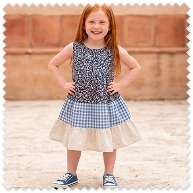 Idea Combinado Flores Liberty y Vichy Celeste | Telas Algodón Infantil