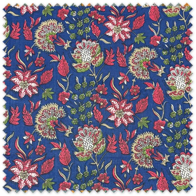 comprar tela algodón estampada flores online
tejido algodón floral boho fondo azul
tela algodón decoración y confección flores