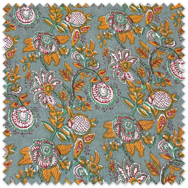 tejido algodón floral boho menta
tela algodón para confección y decoración