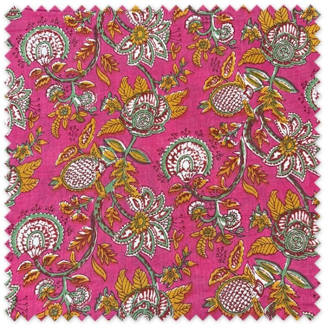comprar tela algodón estampada online
tejido algodón boho fucsia flores
tela algodón confección decoración fucsia