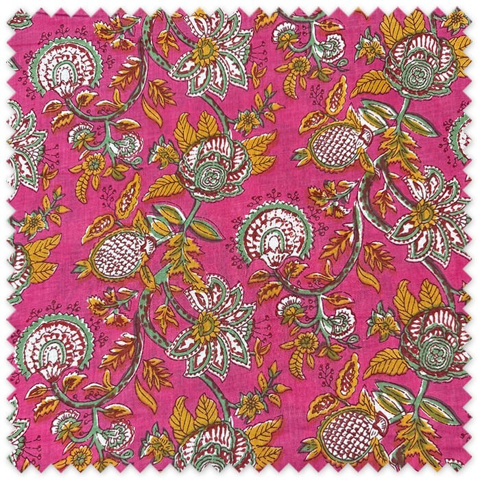 comprar tela algodón estampada online
tejido algodón boho fucsia flores
tela algodón confección decoración fucsia