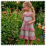 Idea Combinado Flores y Hojas Fucsia y Rosa y Doble Gasa Rosa Vintage | Telas