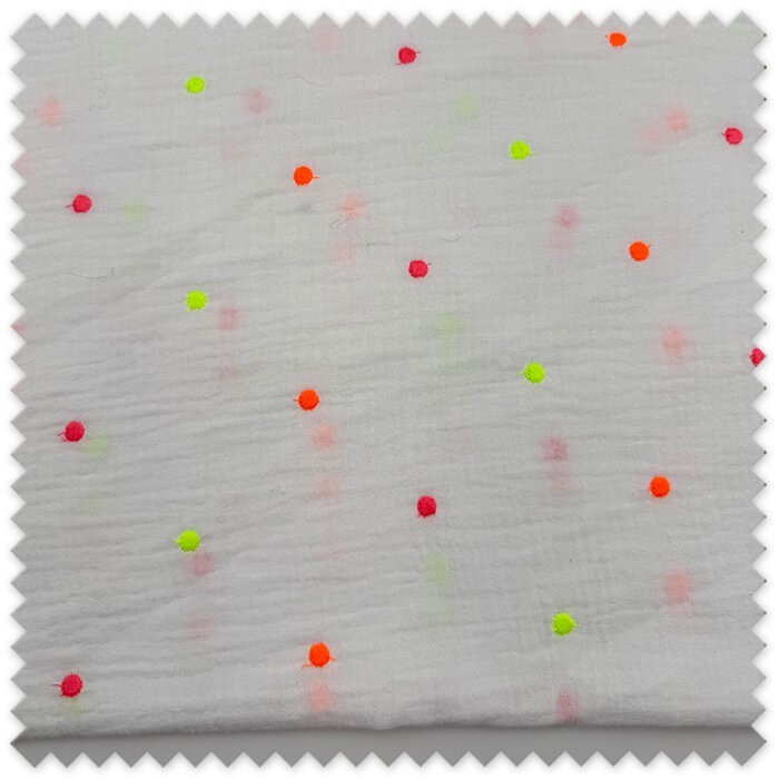 retal doble gasa puntos fluor tela muselina