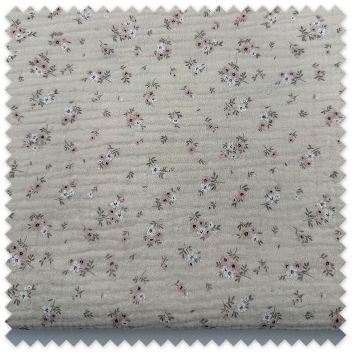 retal doble gasa flores rosa fondo beige
tela muselina floral rosa bebe
retal tela algodon suave doble gasa