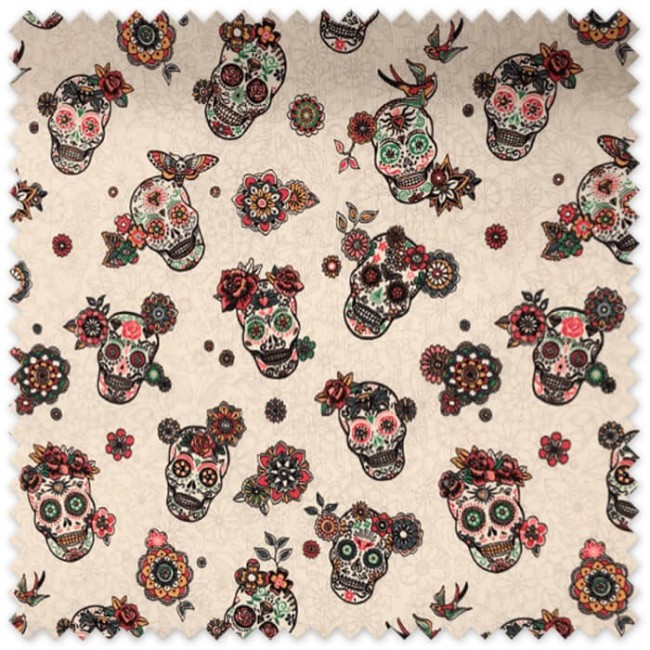 Polipiel calaveras fondo blanco comprar telas online