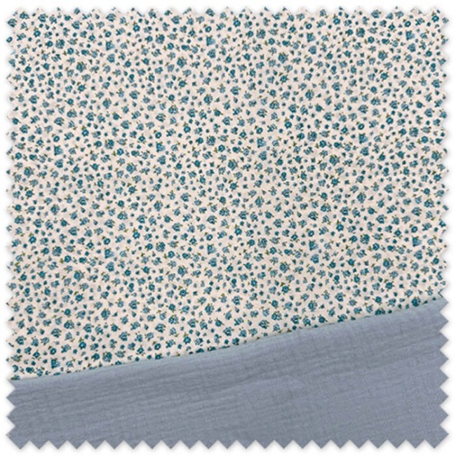 Almacén de telas, Idea Combinado Mini Flores Azul Claro y Doble Gasa Azul Bebé