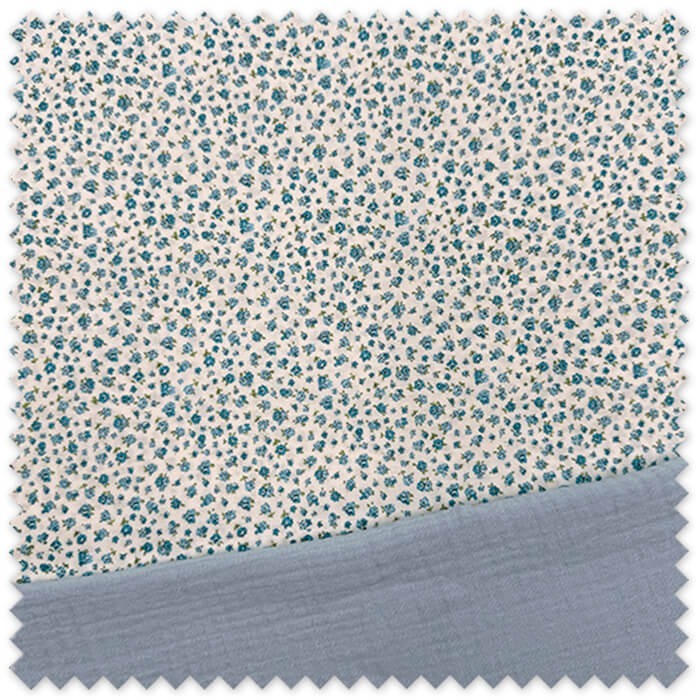 Almacén de telas, Idea Combinado Mini Flores Azul Claro y Doble Gasa Azul Bebé