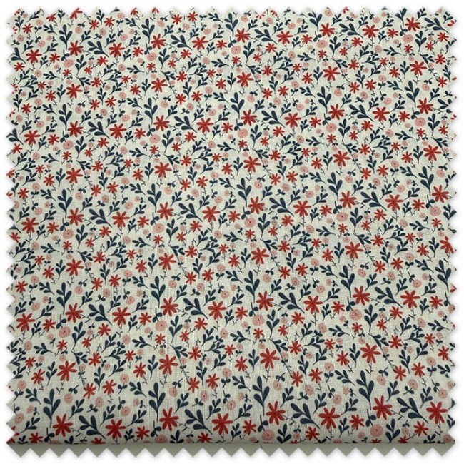 retal popelin flores coral azul
tela floral coral azul algodon
