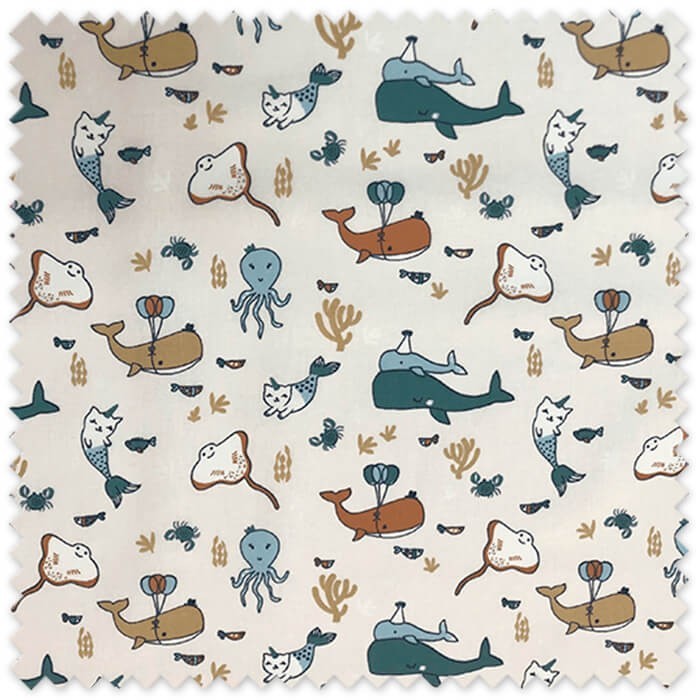 tela infantil estampado océano
algodón patchwork animales marinos