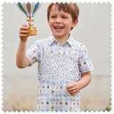 Idea Combinado Globos y Confeti Azul Camel Salmón | Telas Online