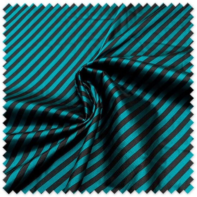 Tela Tafetán Rayas Pequeñas Agua Marina y Negro | Tela Elegante y Versátil