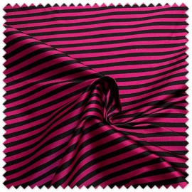 Tela Tafetán Rayas Pequeñas Fucsia y Negro | Tela Sofisticada y con Volumen