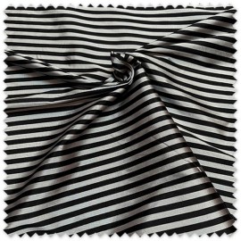 Tela Tafetán Rayas Pequeñas Plata y Negro | Tafetán Elegante para Confección