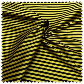Tela Tafetán Rayas Pequeñas Amarillo y Negro | Tela Elegante y con Estructura