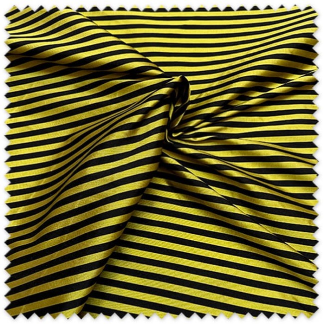 Tela Tafetán Rayas Pequeñas Amarillo y Negro | Tela Elegante y con Estructura