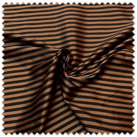 Tela Tafetán Rayas Pequeñas Marrón y Negro | Tela Elegante para Moda y Decoración