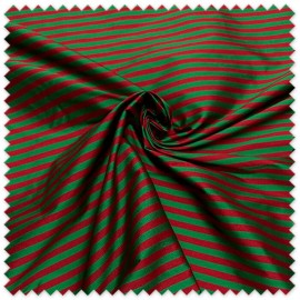 Tela Tafetán Rayas Pequeñas Verde y Rojo | Tela Tafetán Elegante y Decorativa
