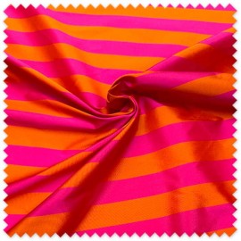Tela Tafetán Rayas Fucsia y Naranja | Tafetán Colorido y Elegante