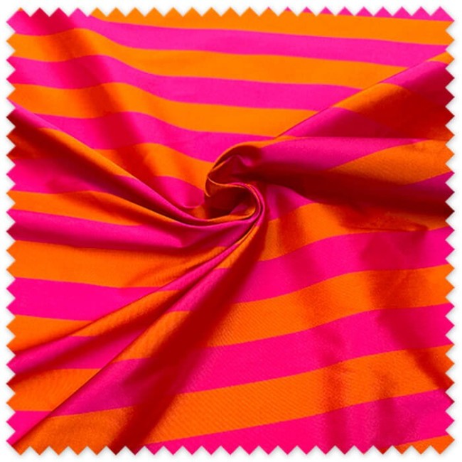 Tela Tafetán Rayas Fucsia y Naranja | Tafetán Colorido y Elegante