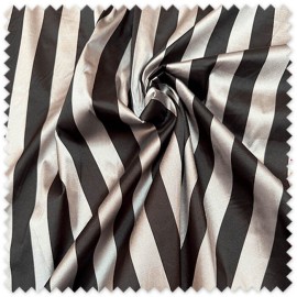 Tela Tafetán Rayas Plata y Negro | Tejido Elegante para Vestidos y Decoración