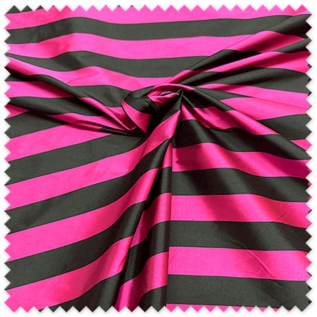 Tela Tafetán Rayas Fucsia y Negro | Tafetán Moderno para Moda y Decoración